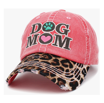 LA CASQUETTE "DOG MOM" FRAMBOISE/LEOPARD