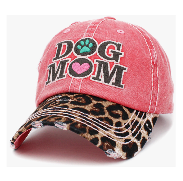 LA CASQUETTE "DOG MOM" FRAMBOISE/LEOPARD