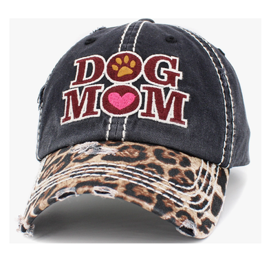 LA CASQUETTE "DOG MOM" BLACK/LEOPARD