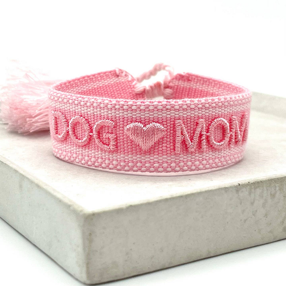 BRACELET "DOG MOM" ROSE CLAIR