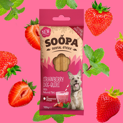DENTAL STICKS STRAWBERRY DOG-QUIRI <br>  Soopa