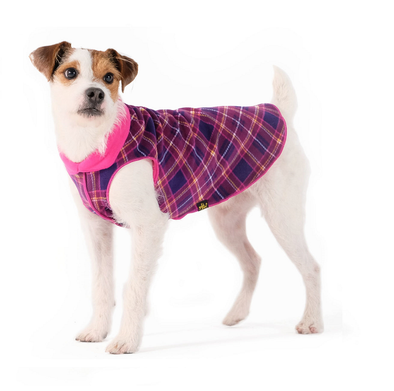 LA POLAIRE DOUBLE <br> Reversible <br> ECOSSAIS VIOLET / FUCHSIA